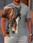 Men's Horse Graphic T-Shirt - 3D Digital Print Active & Stretchy Short Sleeve Tee For Summer Outdoor Activities
