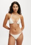 Cotton On Fixed Tie Side Cheeky Bikini Bottom - Cream Metallic Lace