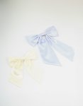 Cream & Blue Fabric Classic Bow Hair Clips 2-PACK