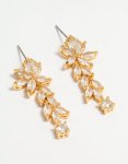 Goldair Gold Plated Cubic Zirconia Medium Flower Vine Drop Earrings