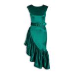 Emerald Velvet Belted Dress