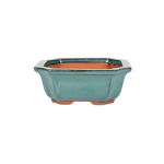 Assorted Glazed Bonsai Pots 5" - Green Rectangle With Decorative 13 X 11 X 6CM