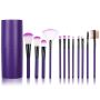 12-PIECE Makeup Brush Set With Storage Holder Dark Purple