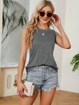 Solid Simple Tank Top Casual Crew Neck Summer Sleeveless Top Women's Clothing