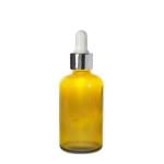 100ML Amber Glass Aromatherapy Bottle With Pipette - White & Silver Collar 18 110