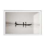 Boats At Dawn Art Print - A1 594 X 841MM Framed - White Frame