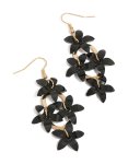 Goldair Gold Four Black Flowers Drop Earrings