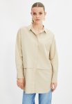 Longer Length Hem Detail Shirt - Beige