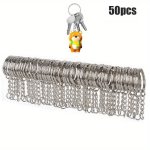 50PCS Diy Key Rings Keychain With Link Chain Car Home Key Holder Pendant Split Ring For Diy Keychain Making