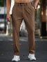 Men's Casual Dress Pants Solid Color Polyester 100% Regular Fit With Button Detail Slight Stretch Woven Trousers For Weekend Casual Fall/winter