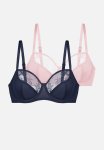 Talia 2 Pack Wired Bra - Blue & Pink