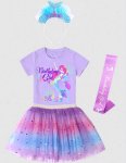 Mermaid 4 Psc Happy Birthday Outfit