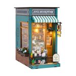 Criolpo Diy Book Nook Kit Miniature House Model Charming Bookshelf Scene Wooden Dolls House Bookshelf Miniature Scenes For Hobby