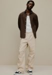 Loose Fit Twill Trousers - Beige
