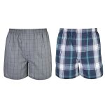 2 X Men's Woven Boxers Underwear 100% Cotton Boxer Shorts Underwear For Men