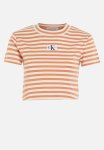 Calvin Klein Striped Baby Tee - Ivory & Tropical Orange