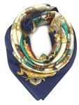 Your Smile Silk Like Scarf Women's Fashion Pattern Large Square Satin Headscarf Saddle chain
