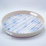 Round Palm Leaf Printed Bamboo Tray