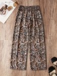 Paisley Print Elastic Waist Wide Leg Pants Casual & Versatile High Waist Pants For Spring & Summer Women's Clothing