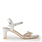Silver Ankle Tie Mid Heels