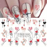 Valentine's Day Love-themed Nail Art Stickers - Romantic Bear & Heart Design Self-adhesive Water Transfer Decals For Diy Manicur
