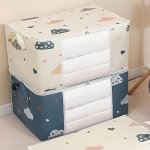 Boho-chic Large Foldable Storage Bag With Zipper & Handles - Dustproof Non-woven Organizer For Clothes And Quilts