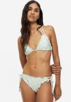 Padded Triangle Bikini Top - Light Green floral