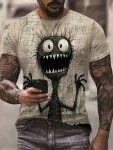 Plus Size Men's Funny Anime Character Graphic Print T-Shirt For Summer Trendy Casual Short Sleeve Tees For Males