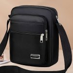 Water-resistant Oxford Cloth Shoulder Bag With Multiple Pockets Unisex Business Cash Bag Pu Leather Crossbody Messenger Bag