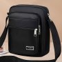 Water-Resistant Oxford Cloth Shoulder Bag With Multiple Pockets Unisex Business Cash Bag PU Leather Crossbody Messenger Bag