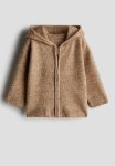 Hooded Zip-through Cardigan - Light Brown