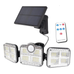 Solar Sensor Wall Light 3 Head Rotatable 122 LED Waterproof With Remote