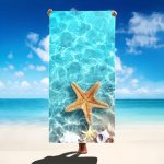 Ultra-soft Quick-dry Beach Towel With Starfish & Seahorse Design - Perfect For Swimming Camping Yoga & Travel - Absorbent & Ligh