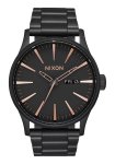 Nixon Sentry Stainless Steel Mens Watch - Black Rose Gold