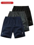 3-PACK Men's Casual Shorts With Reflective Stripes Fashionable Summer Sports Mid-thigh Shorts Comfort Fit Leisure Style