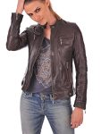 Women's Lambskin Leather Bomber Biker Jacket - Winter Wear - Extremely Soft & Smooth
