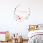 Blossoming Spring Wreath Wall Sticker Personalised - Rose Gold