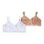 Donnay Plus Size Donna 2 Pack Crossover Lace Bra - Beige & White