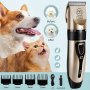 Professional Dog Grooming Kit - USB Rechargeable Electric Clippers & Brush Set With Ceramic Blades For Cats & Small To Medium Breeds