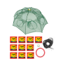 Foldable Fishing Trap Net Kit With Bait Rope Glow Bead & Line Winder