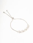 Silver Cubic Zirconia Floral Toggle Bracelet