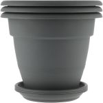 Addis - Venus Pot & Saucer 26CM 3PIECE Set - Dark Grey