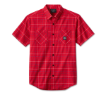Men’s Bar & Shield Short Sleeve Shirt – Red Plaid