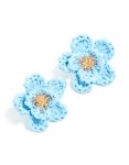 Goldair Gold Light Blue Flower Medallion Earrings