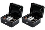 Kyodoled Metal Cash Box With Key Lock & Money Tray - Secure Safe For Home Office & Events Ideal For Cash Meds & Small