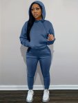 Casual Drawstring Pantsuits Two-piece Set Pocket Hoodies Tops & Loose Long Sweatpants Set Women's Clothing