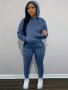 Casual Drawstring Pantsuits Two-piece Set Pocket Hoodies Tops & Loose Long Sweatpants Set Women's Clothing
