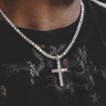 1PC Cuban Chain Necklace Large Golden Chain Men's Rhinestone Broken Love Loveless Pendant 13MM Hip Hop Necklace