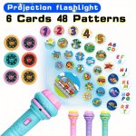 6 Projection Sheets 48 Patterns LED MINI Projector Flashlight With Animal Dinosaur Vehicle Space And Other Patterns Educational 