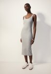 Ribbed Jersey Dress - Light Grey Marl